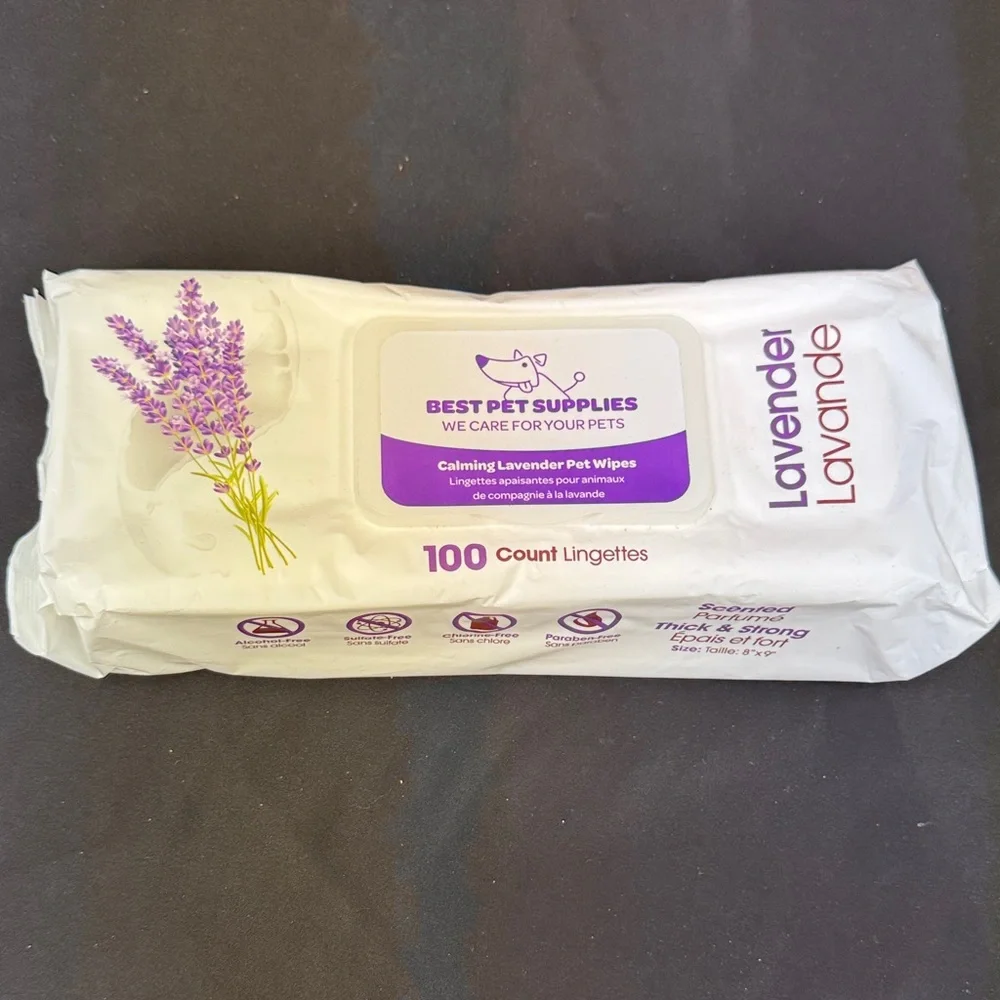 Best Pet Supplies Calming Lavender Pet Wipes - 100 Count thick and strong 8x9